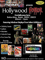 Hollywood Horror Flyer for Valley Relics Museum in Van Nuys, California. Hollywood Horror Flyer for Valley Relics Museum in Van Nuys, California.